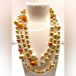 Vintage Long Strand Acrylic Beaded Necklace Layering 52”